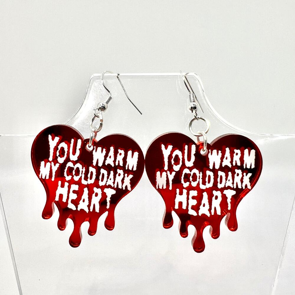 Cold Heart Earrings - Halloween Earrings - Goth Accessories - Vampire Earrings